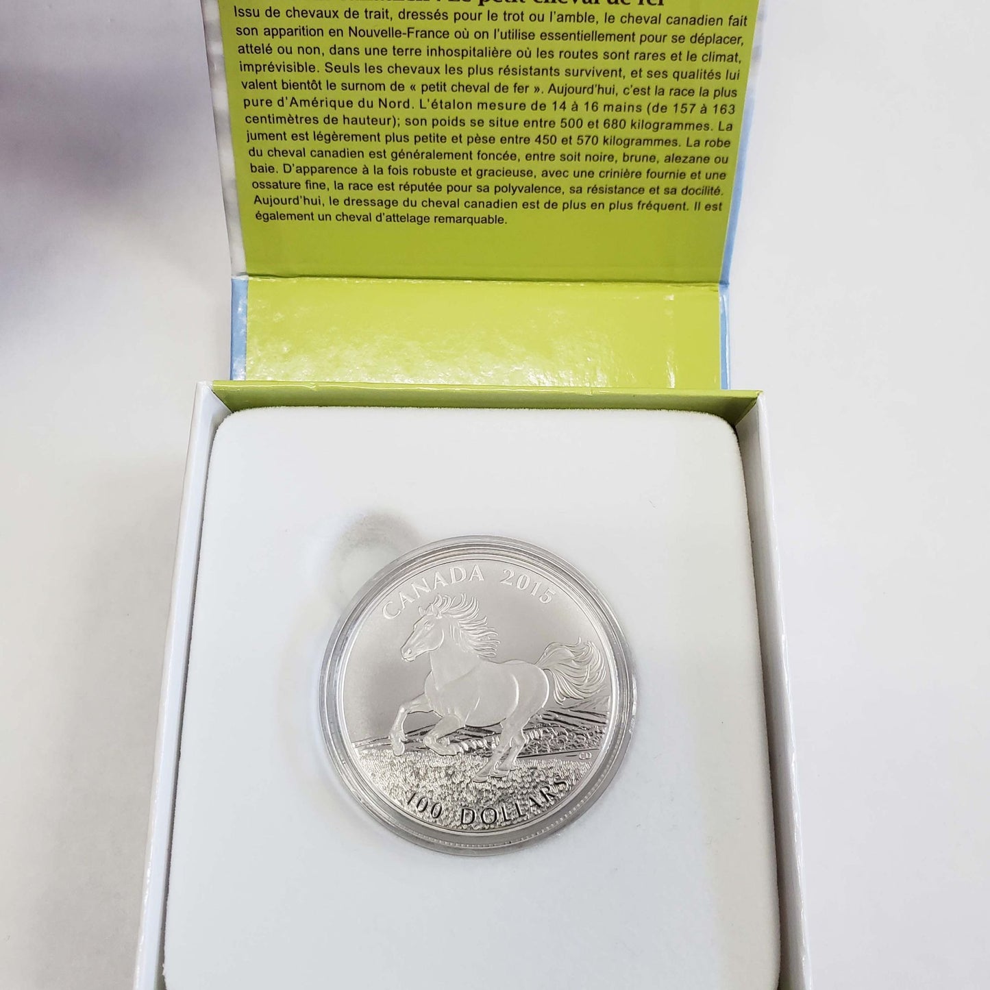Royal Canadian Mint 2015 $100 1 oz .999 Fine Silver Canadian Horse Coin w/Box