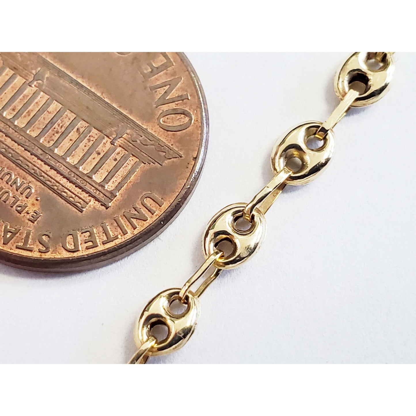 4mm Puffed Mariner Style Link Chain Necklace 20" 14k Gold