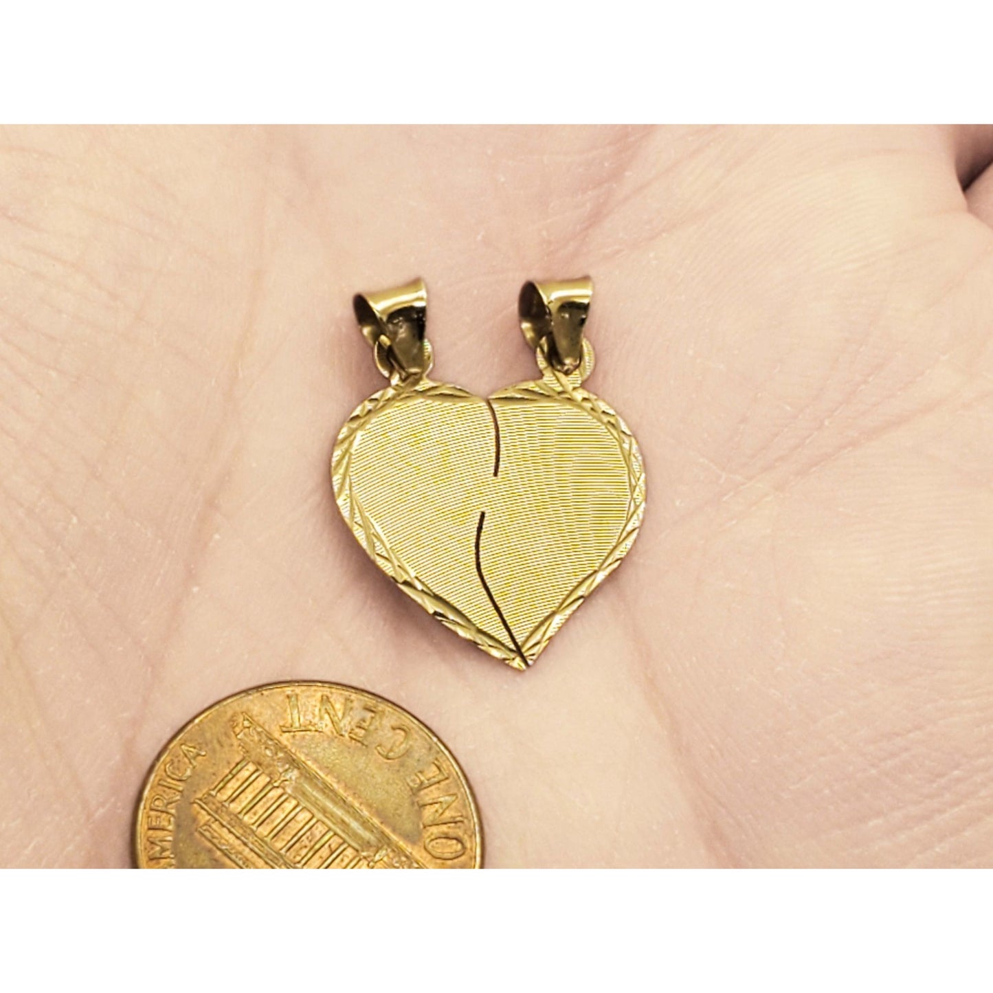 Breakaway Heartbreak Broken Heart Couple Double Pendant 10k Gold
