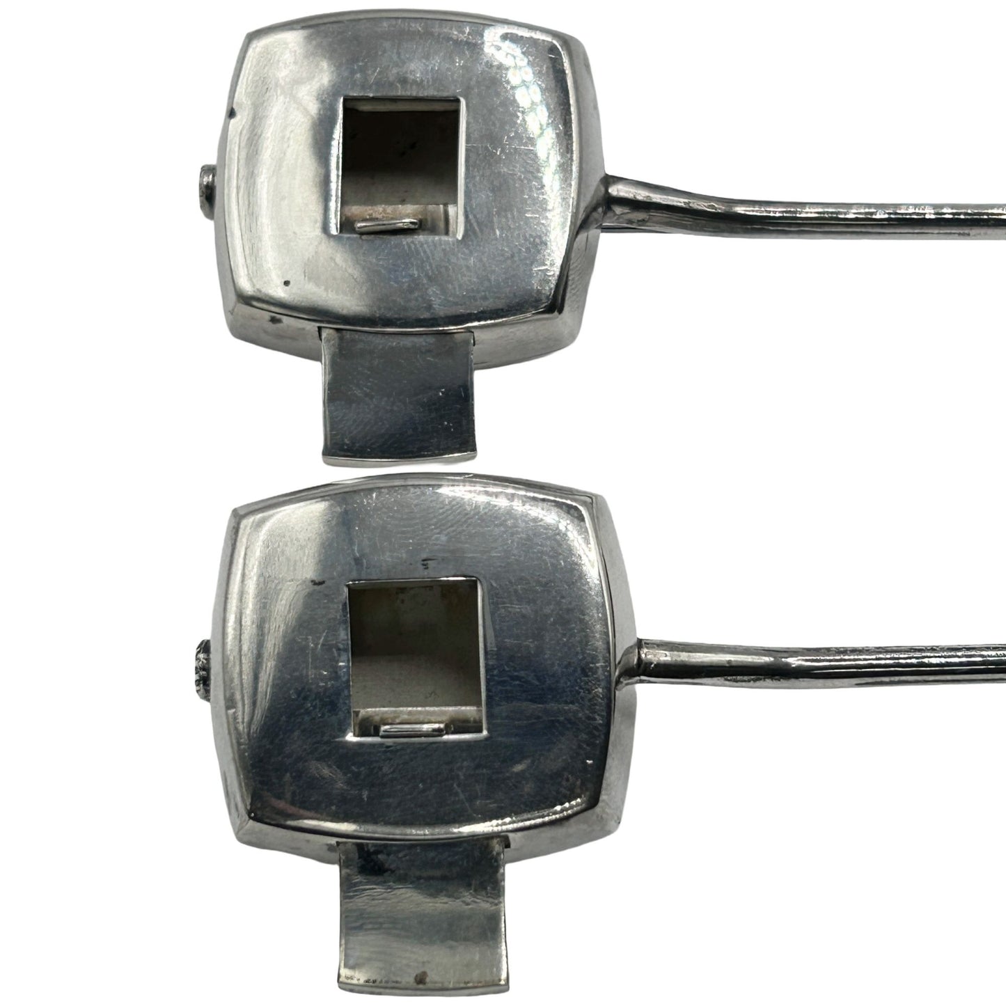 Pair of (2) Japanese Shamisen Guitar Sterling Silver Salt & Pepper Shakers Japan