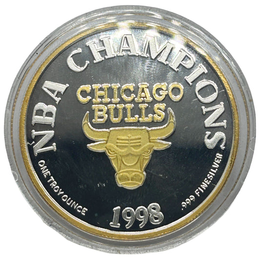 1998 Chicago Bulls Champions 1 Troy Oz .999 Round Enviromint 6x Champions