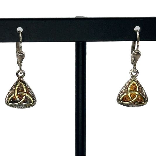 925 Sterling Silver Celtic Knot Triangular Drop Earrings