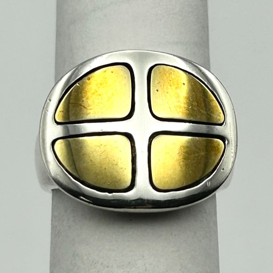 Robert Lee Morris RLM Studio 925 Sterling Two-Tone Signet Band Ring Size 7.25