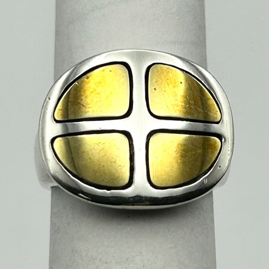 Robert Lee Morris RLM Studio 925 Sterling Two-Tone Signet Band Ring Size 7.25