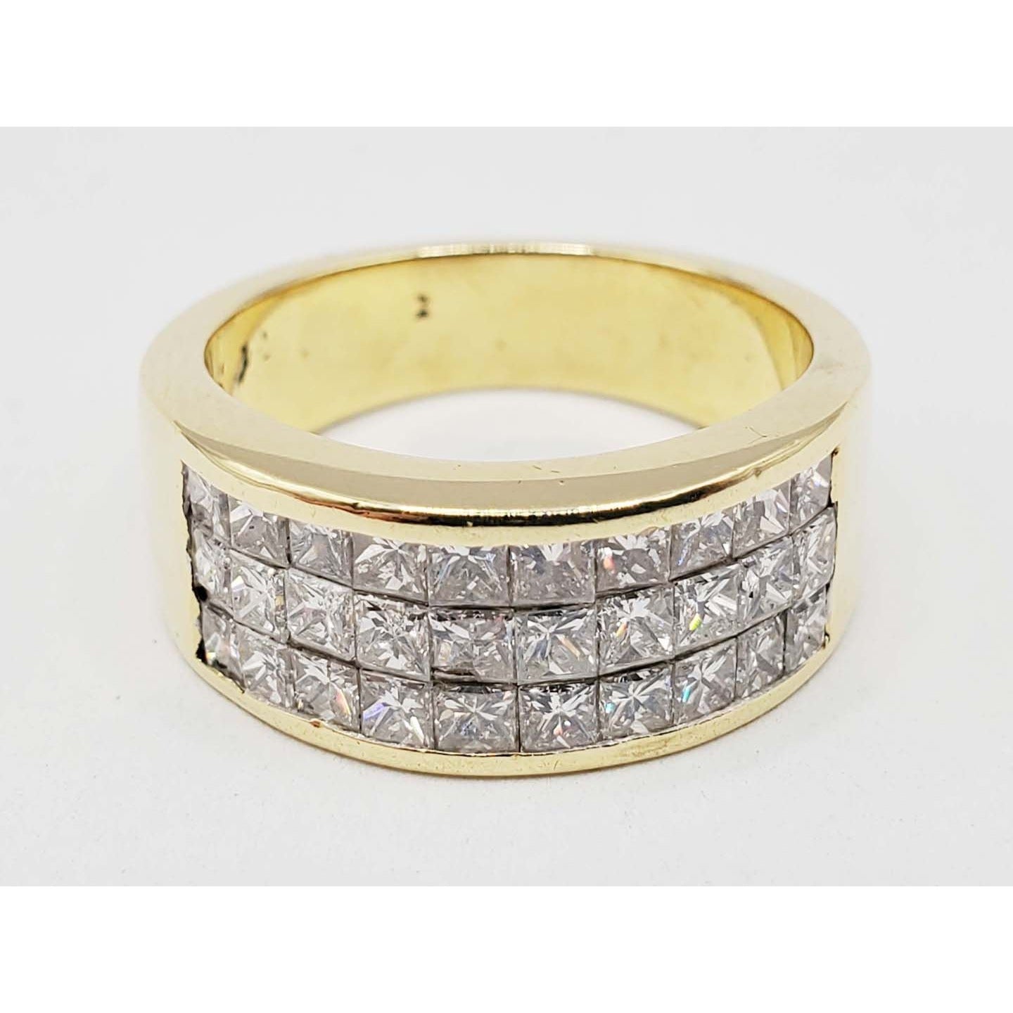 1.8 ctw Invisbly-Set Princess Diamond Pave Band Ring 18k Gold Size 6.5