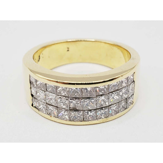 1.8 ctw Invisbly-Set Princess Diamond Pave Band Ring 18k Gold Size 6.5
