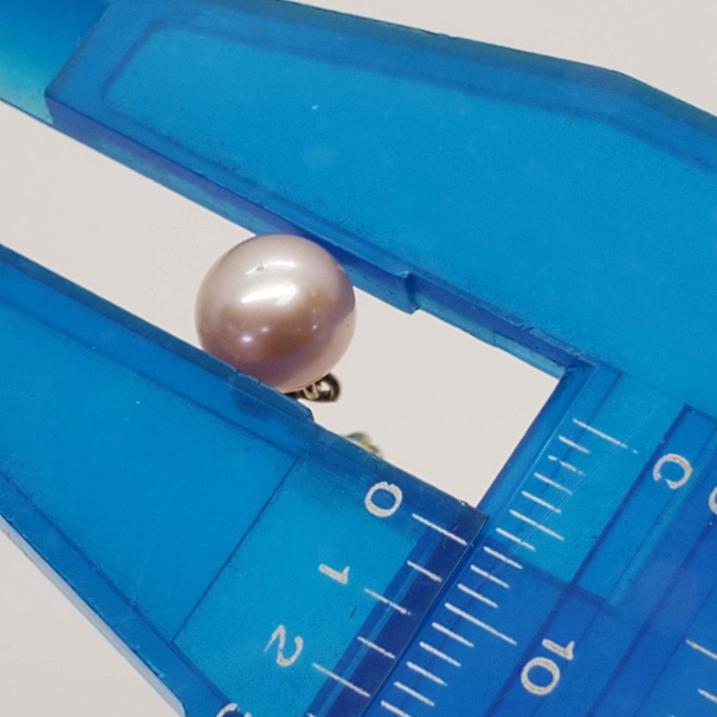 7mm Champagne Pearl Dangle Stud Earrings 14k Gold