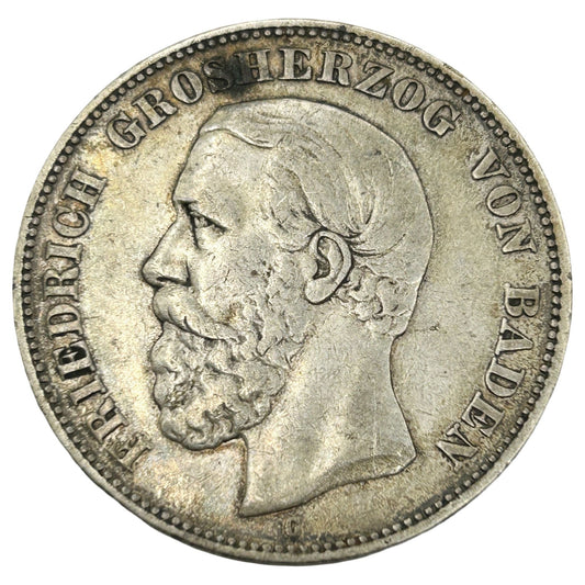 1876-G Germany 5 Mark Baden. Friedrich