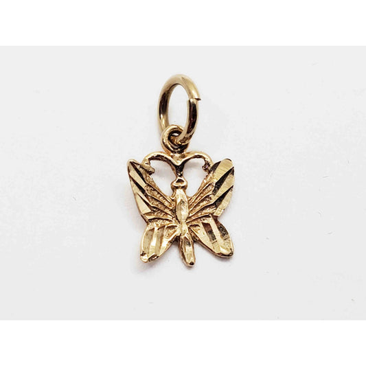 Dia-Cut Design Butterfly Charm 10k Gold