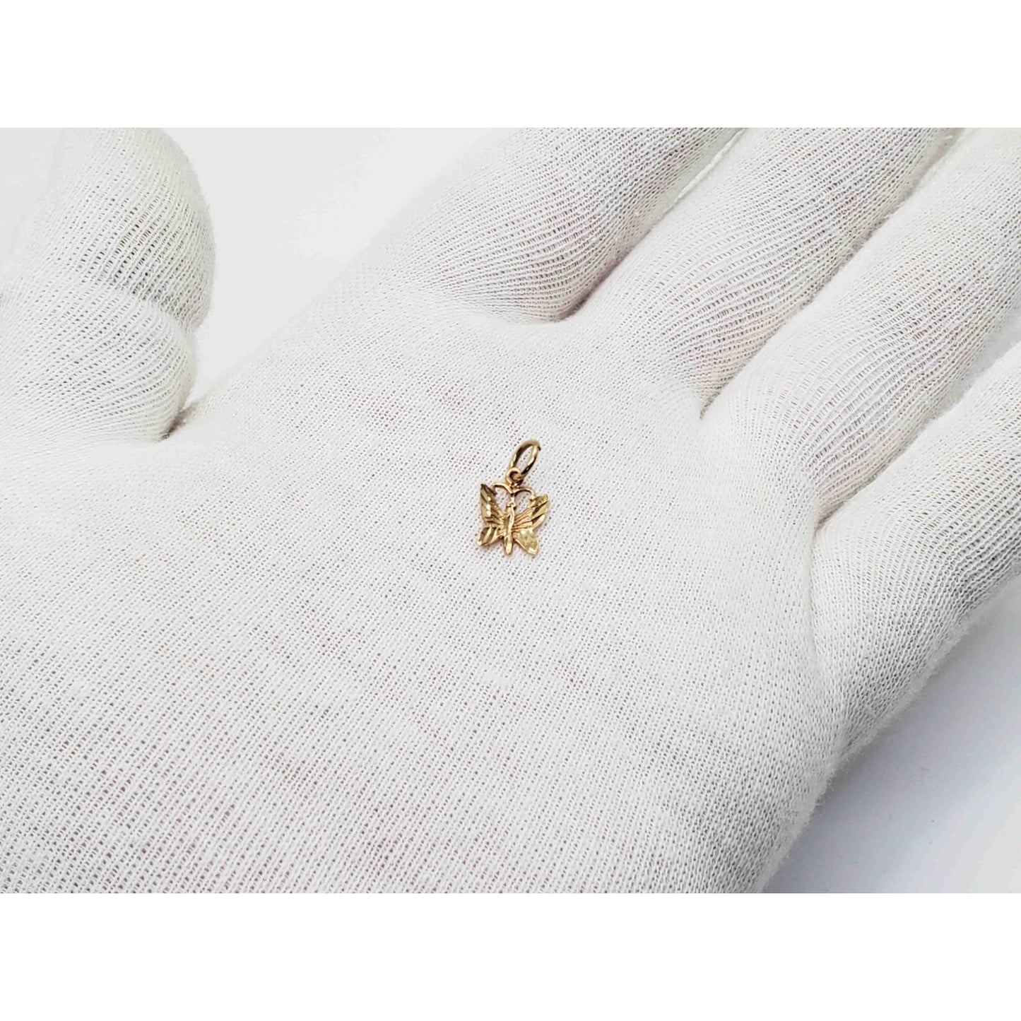 Dia-Cut Design Butterfly Charm 10k Gold
