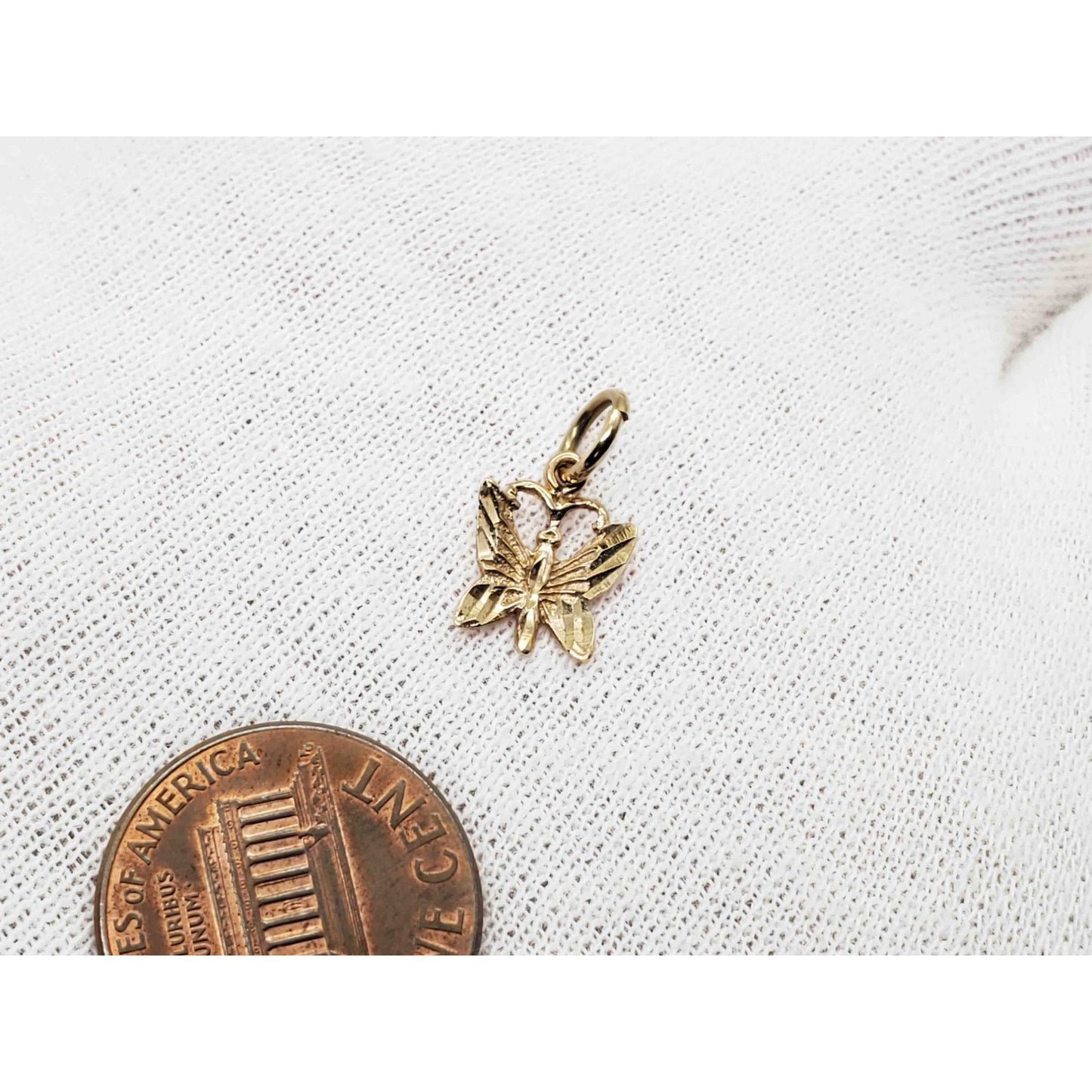 Dia-Cut Design Butterfly Charm 10k Gold