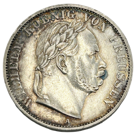 1866-A Preussen 1 Vereinsthaler German States Silver Coin - King William I