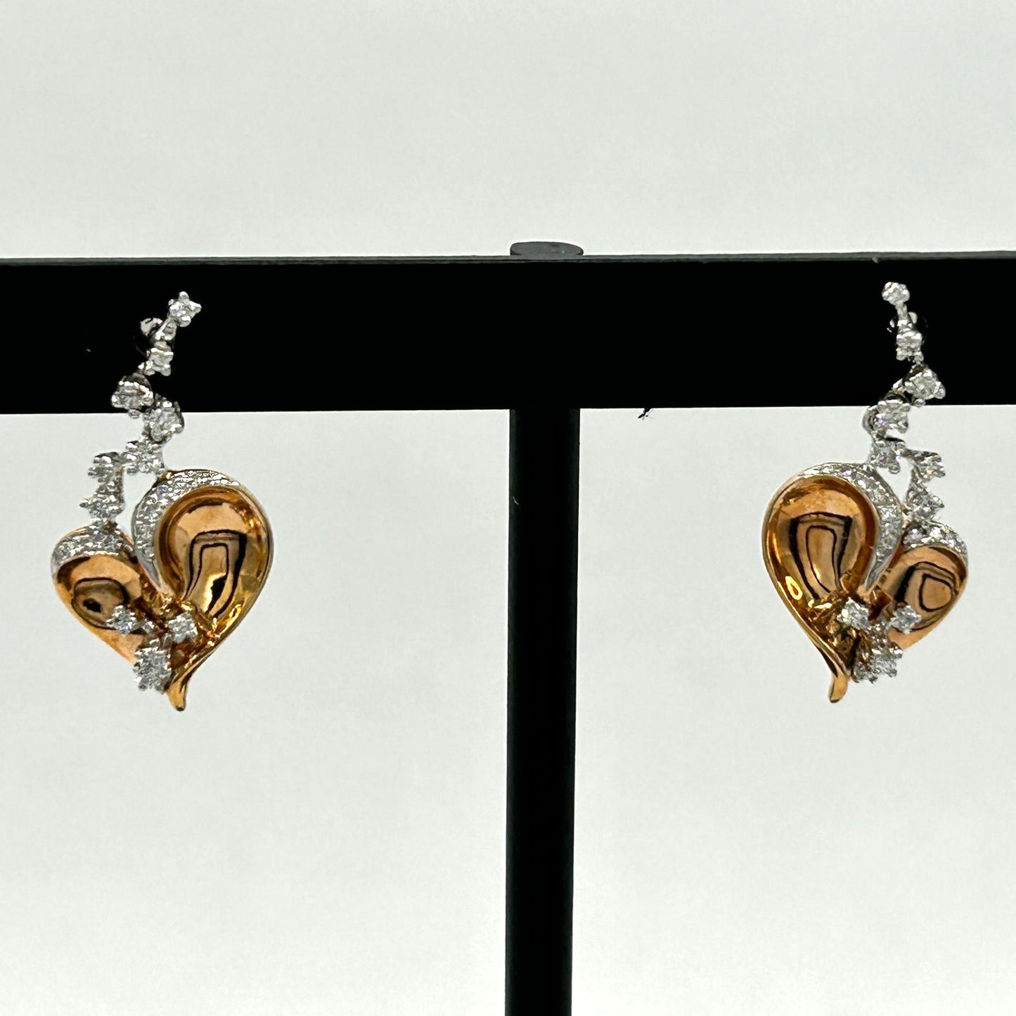 18k .27ctw Diamond Heart Stud Earrings - Stardust Diamonds 18k Two-Tone Gold