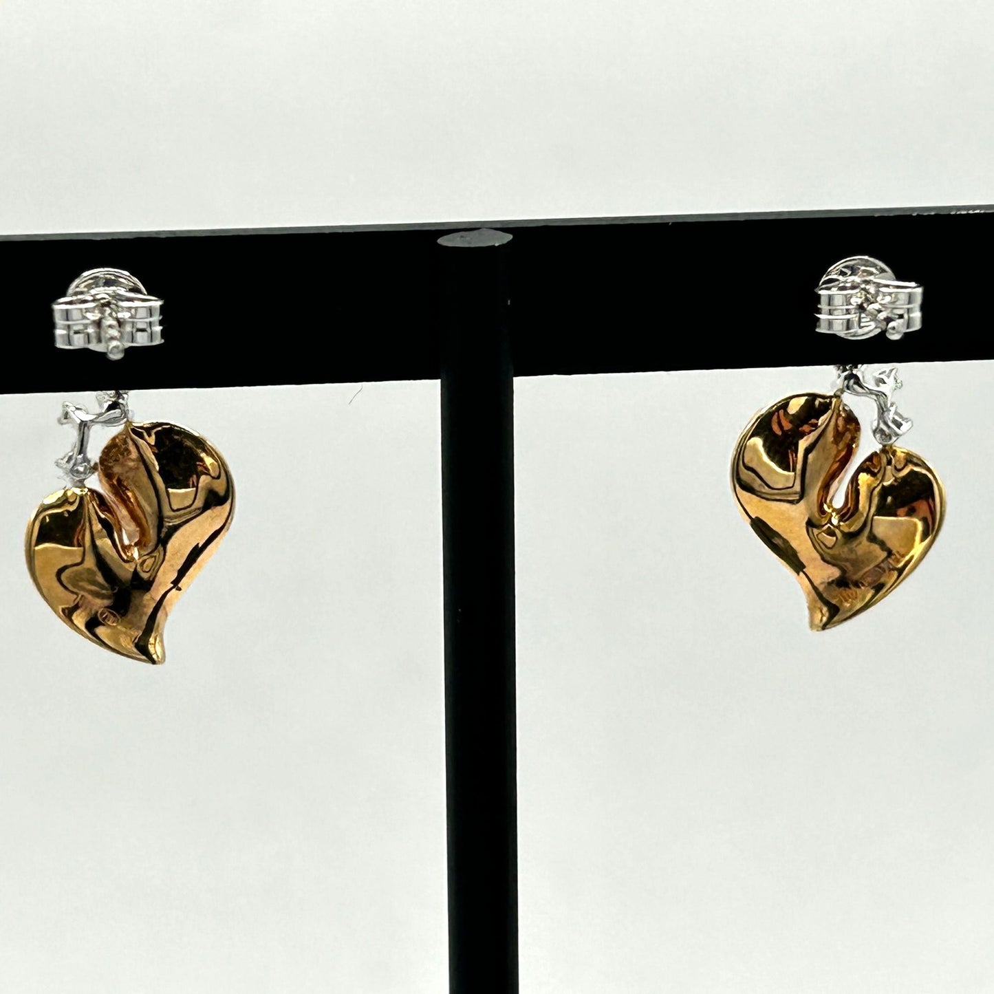 18k .27ctw Diamond Heart Stud Earrings - Stardust Diamonds 18k Two-Tone Gold
