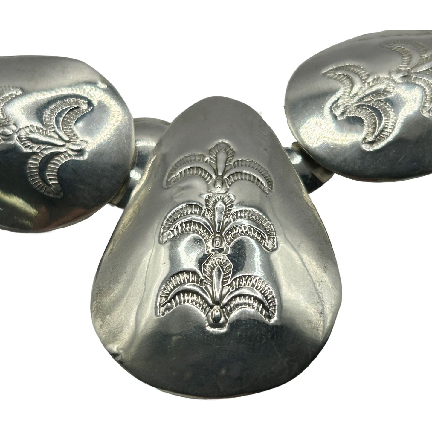 Sterling Silver Navajo Native American Concho Bead - 22.5" Necklace 65.9g