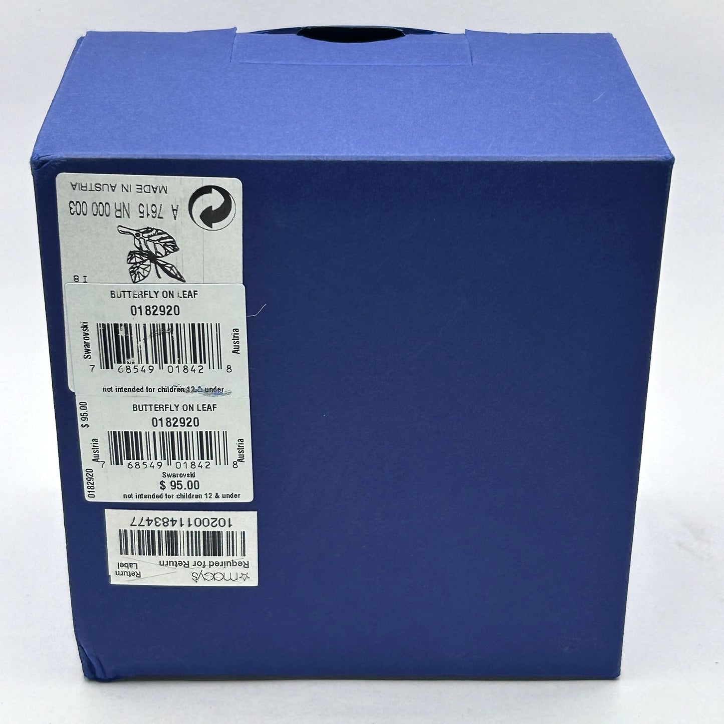 Swarovski Crystal 182920 Butterfly On Leaf In Box With Certificate