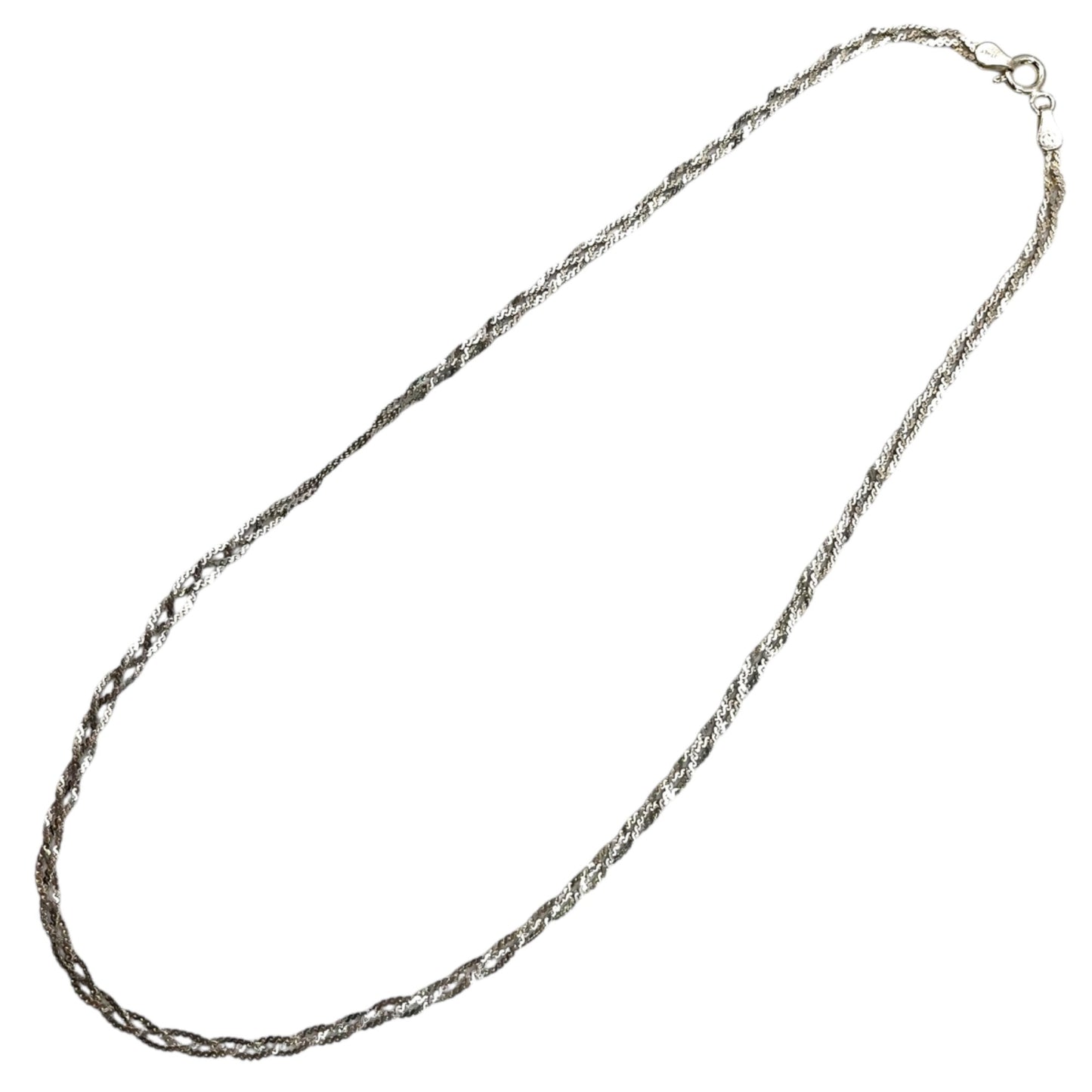 925 Italy Sterling Silver Braided Serpentine Chain Necklace 18 Inch 2.5mm