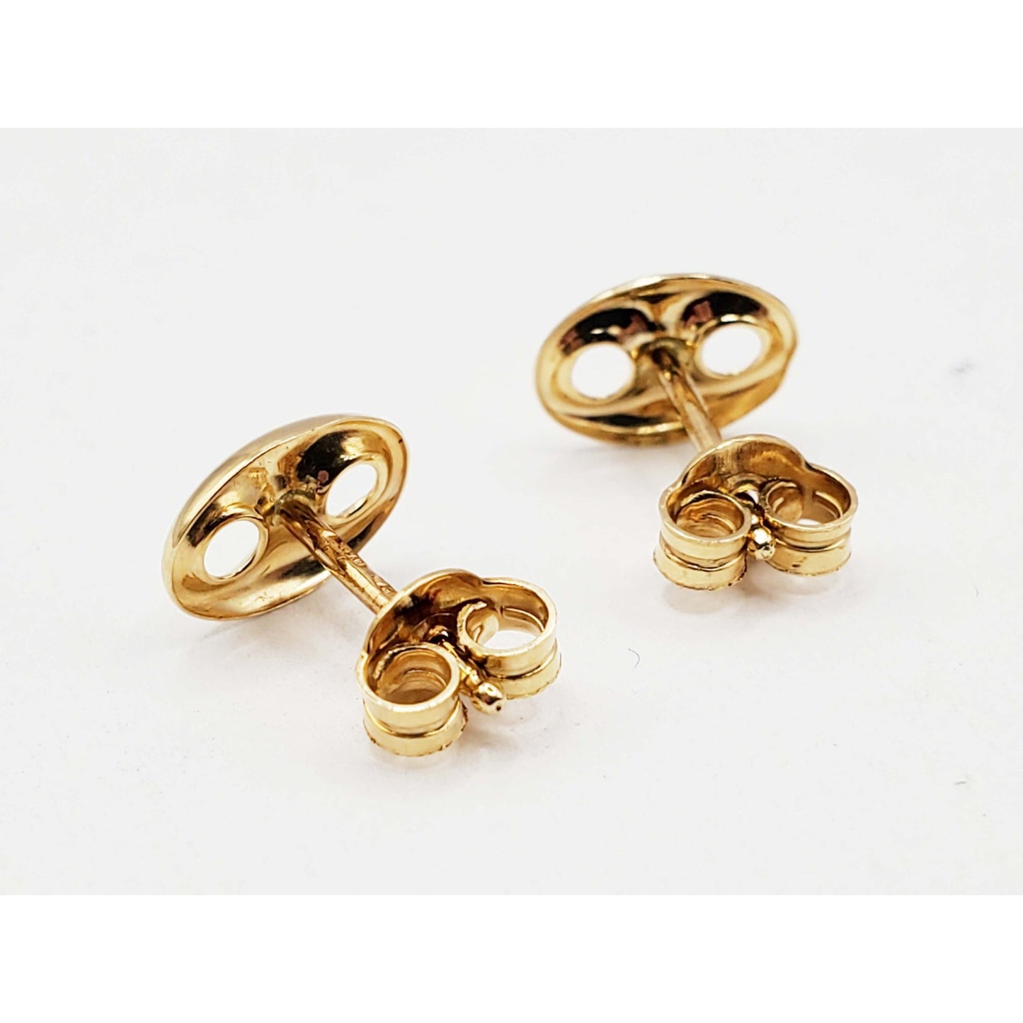 6.5mm Puffed Mariner Gucci Style Link Stud Earrings 18k Gold