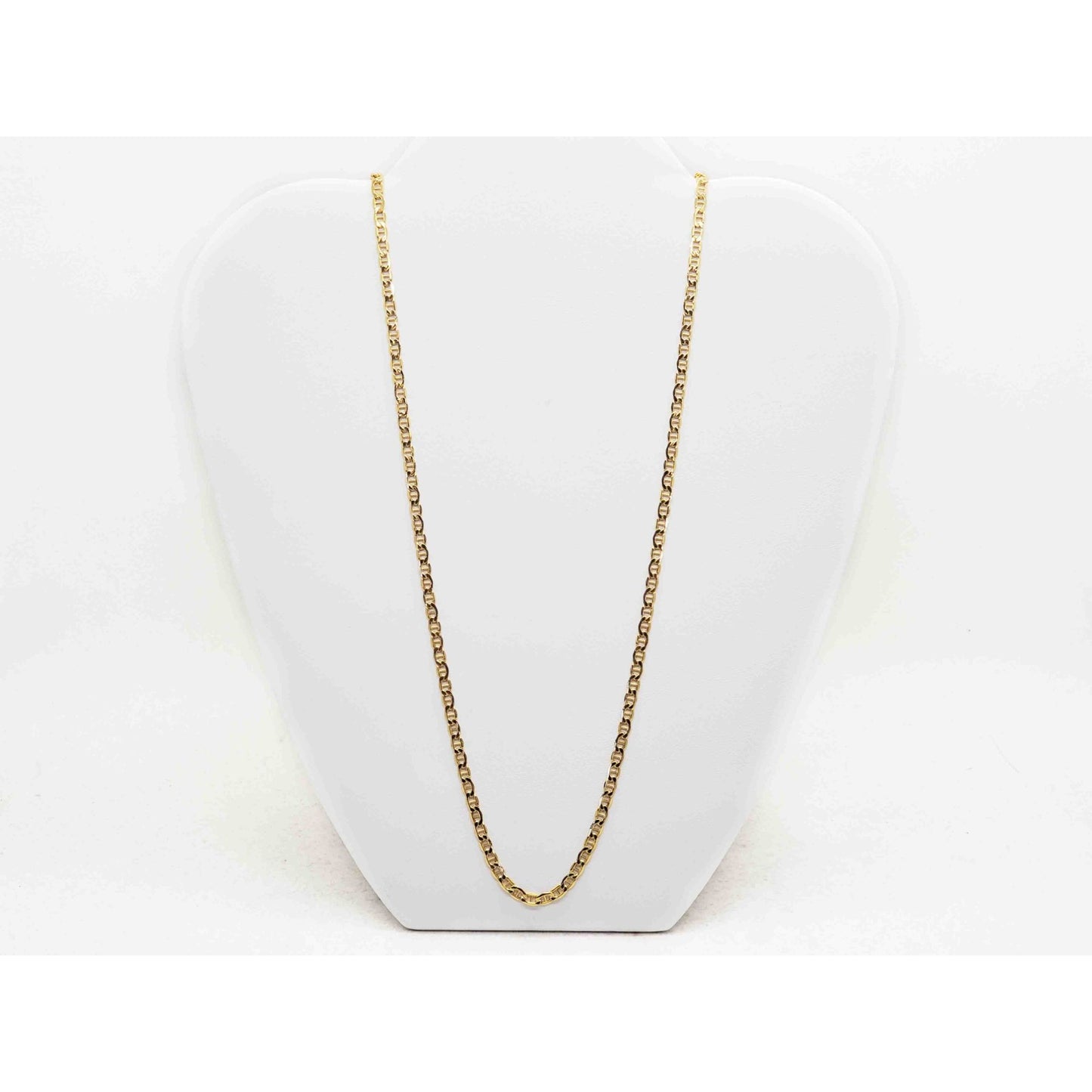 3.5mm Wide Mariner Link Chain Necklace 14k Gold 22" Long