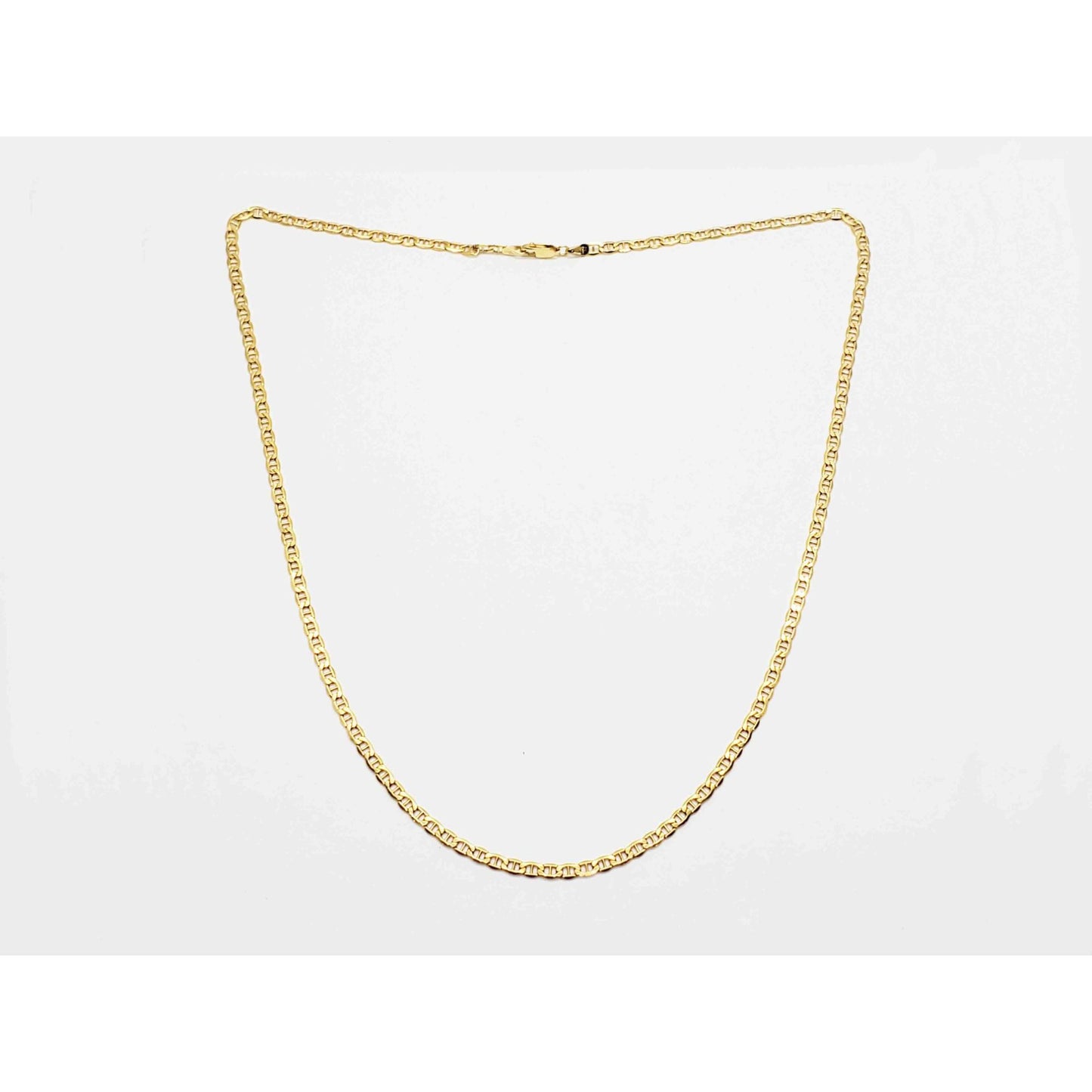 3.5mm Wide Mariner Link Chain Necklace 14k Gold 22" Long