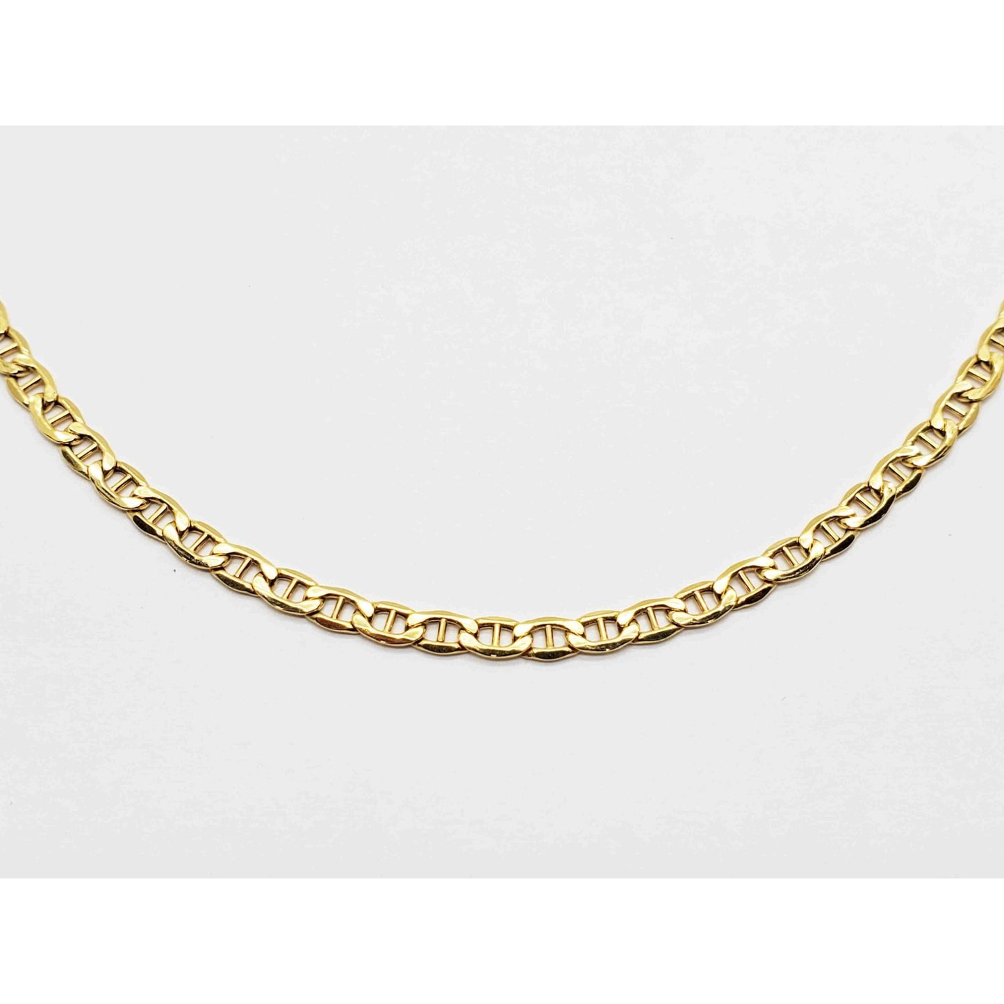 3.5mm Wide Mariner Link Chain Necklace 14k Gold 22" Long