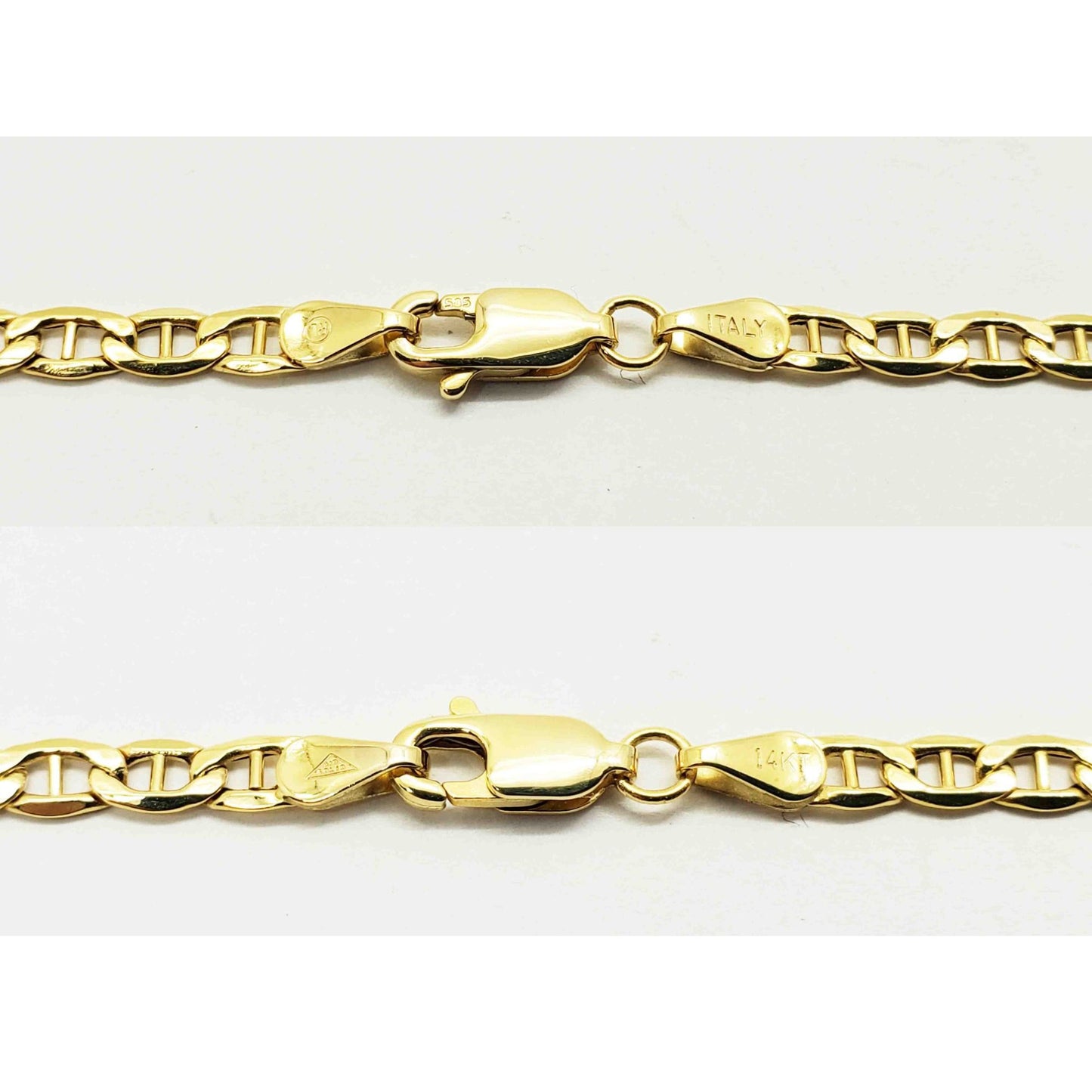3.5mm Wide Mariner Link Chain Necklace 14k Gold 22" Long