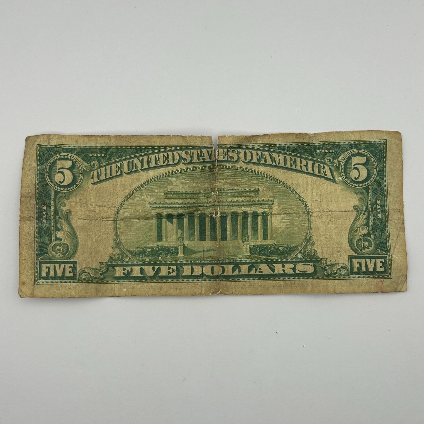 1928C $5 Damaged Red Seal Circulated Banknote F47361658A