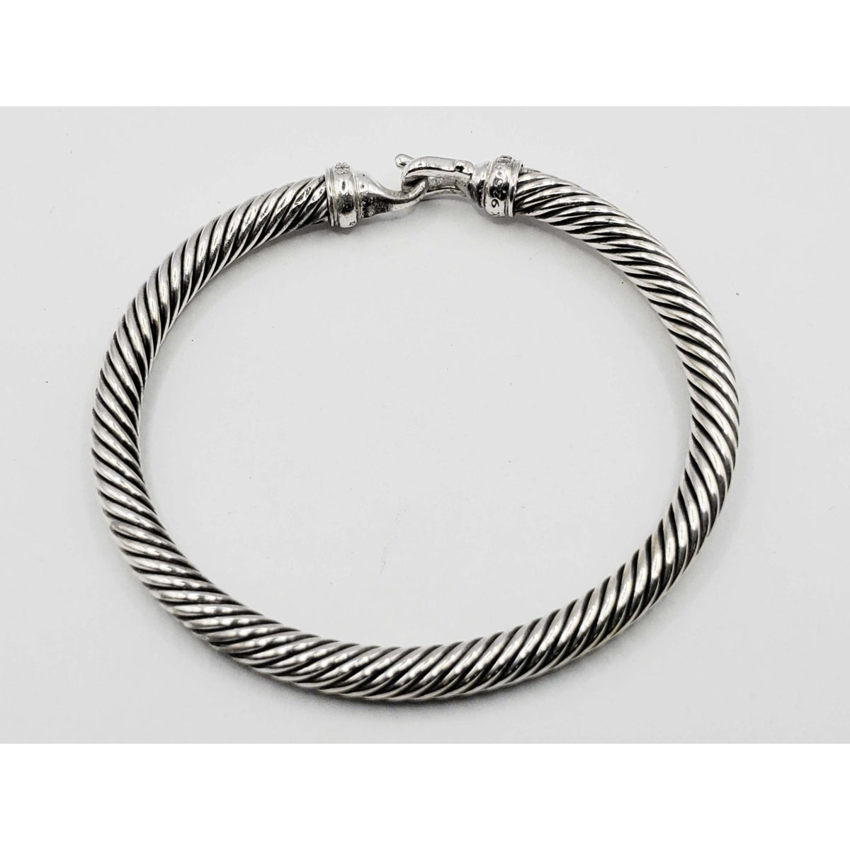 David Yurman Buckle Classic Cable Bracelet 5mm Diamond Sterling Silver Medium