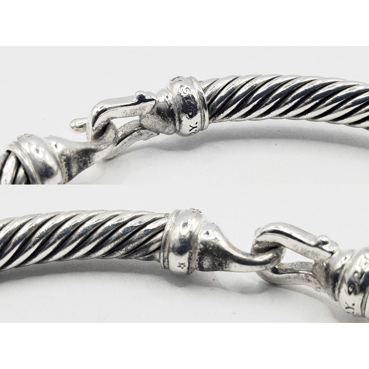 David Yurman Buckle Classic Cable Bracelet 5mm Diamond Sterling Silver Medium