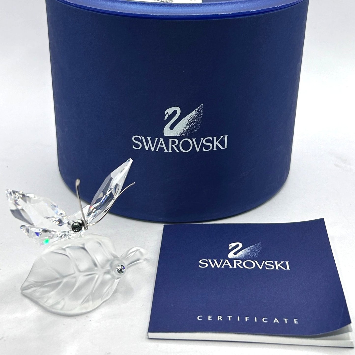 Swarovski Crystal 182920 Butterfly On Leaf 7615 000 003 In Box With Certificate