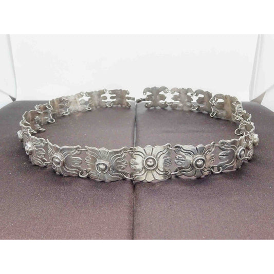 Estate Mexico Sterling Silver Concho Link Belt 29" 174.2 grams