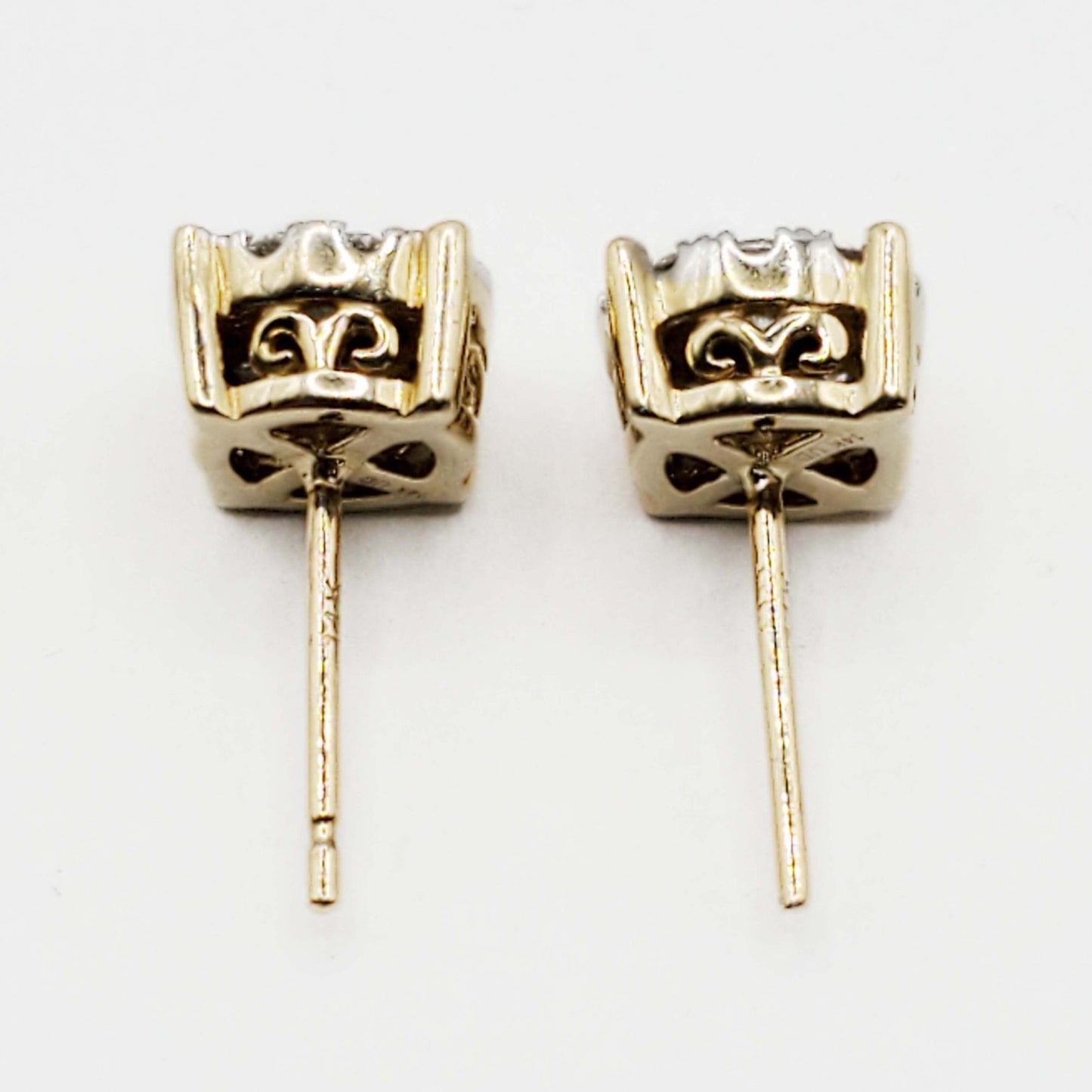 0.25 ctw Diamond Cluster Dia-Cut Stud Earrings Two-Tone 14k Gold