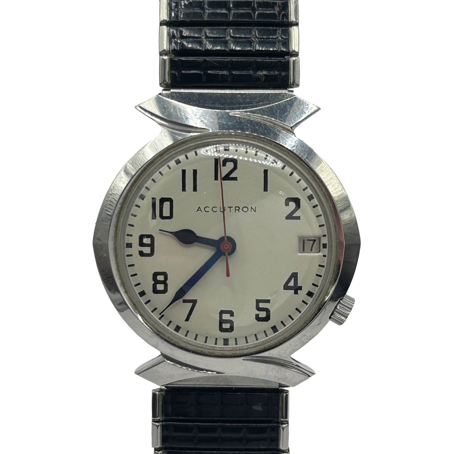 Vtg Rare 1967 Bulova Accutron 218 Bow Tie Lugs Electronic Tuning Fork Watch Date