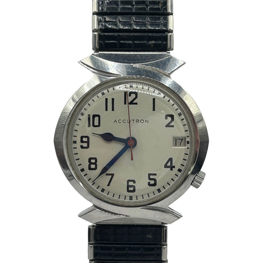 Vtg Rare 1967 Bulova Accutron 218 Bow Tie Lugs Electronic Tuning Fork Watch Date