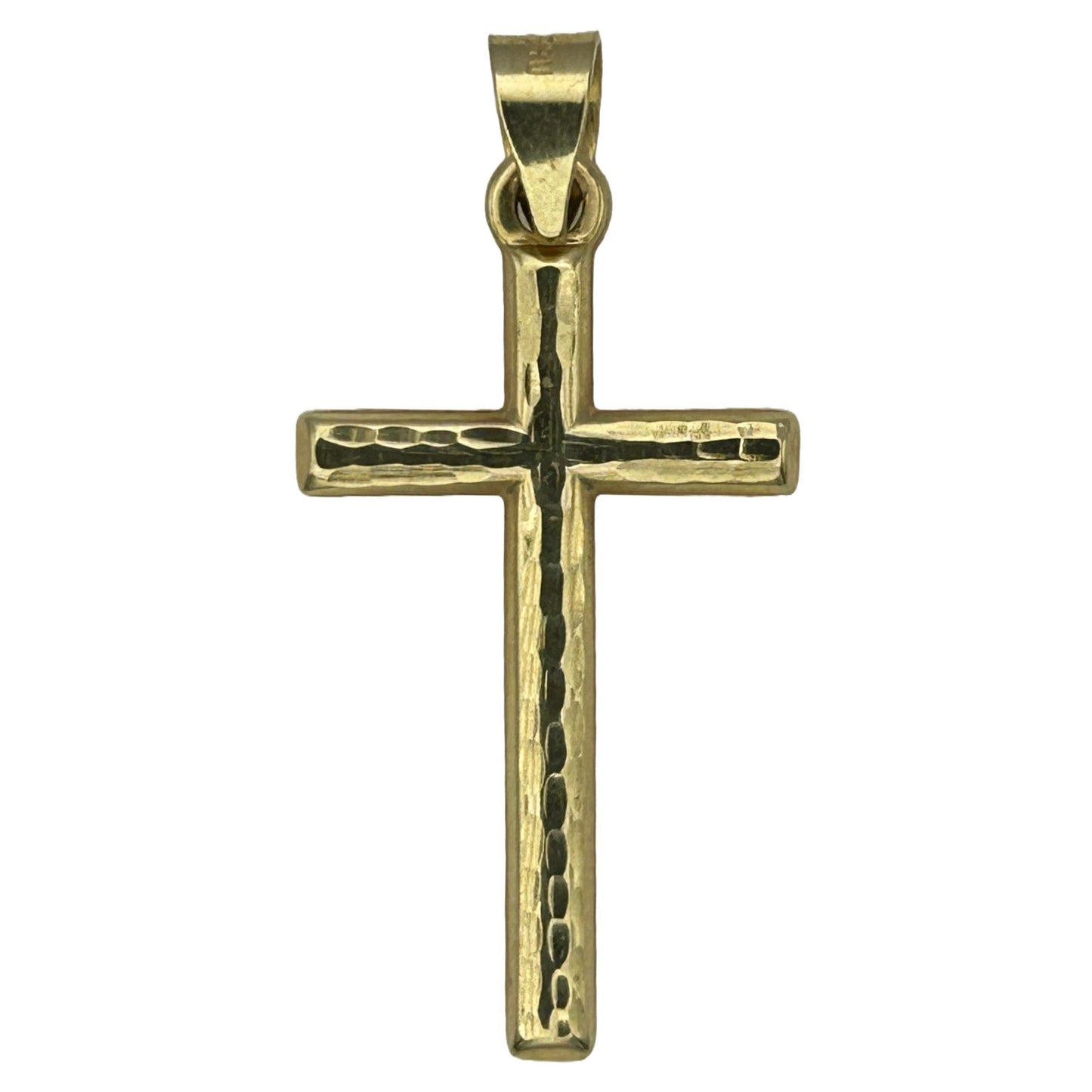 1.25" Religious Cross Textured Necklace Pendant 10k Yellow Gold 1 Gram