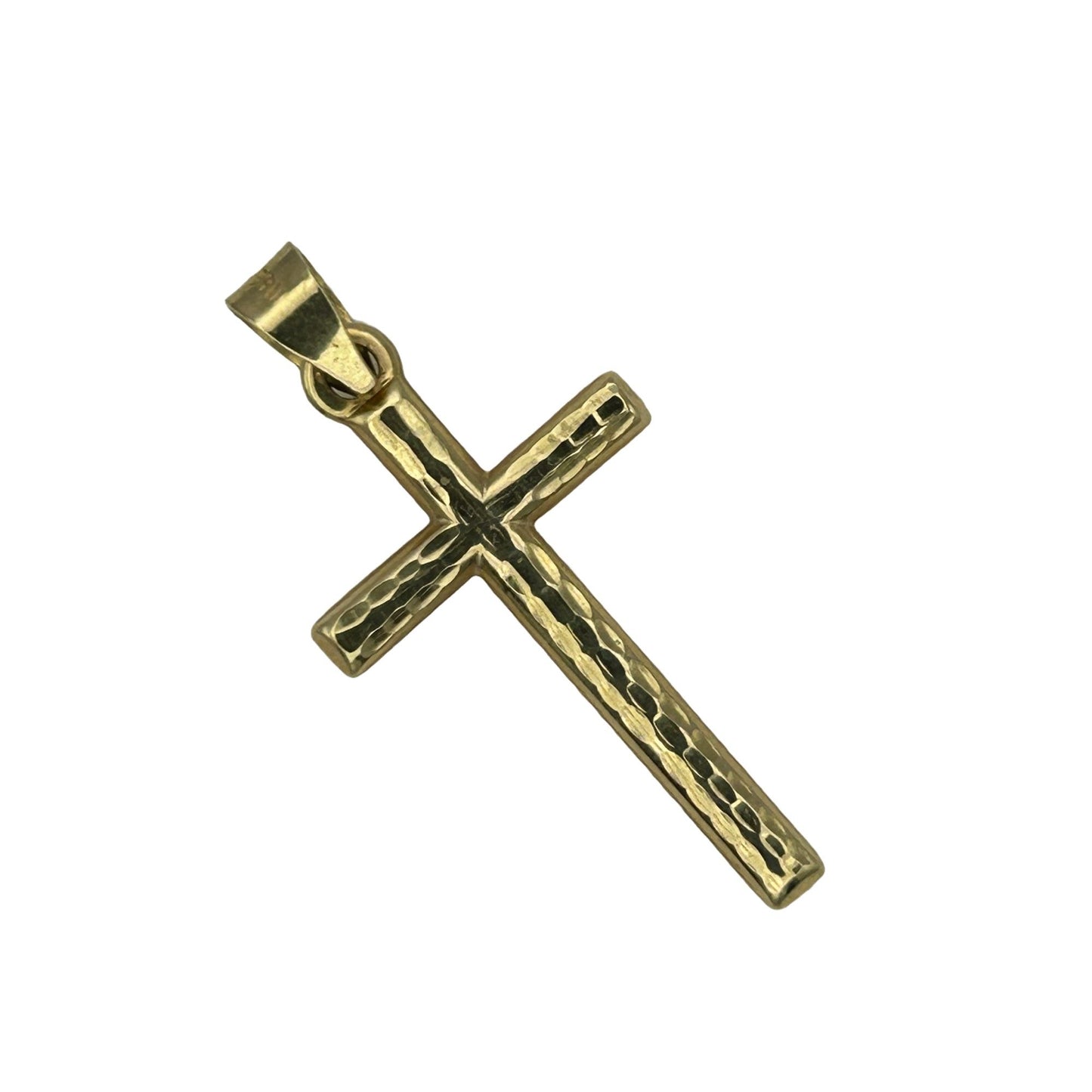1.25" Religious Cross Textured Necklace Pendant 10k Yellow Gold 1 Gram