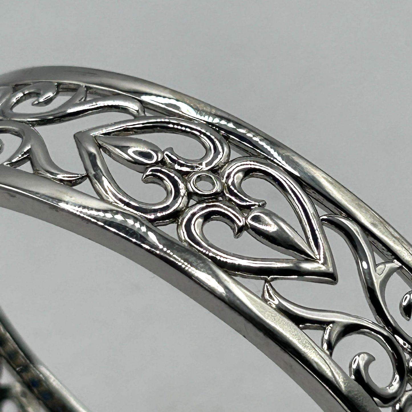 Sapphire & Diamond Hinged Bangle Bracelet 925 Sterling Silver - 7.75"