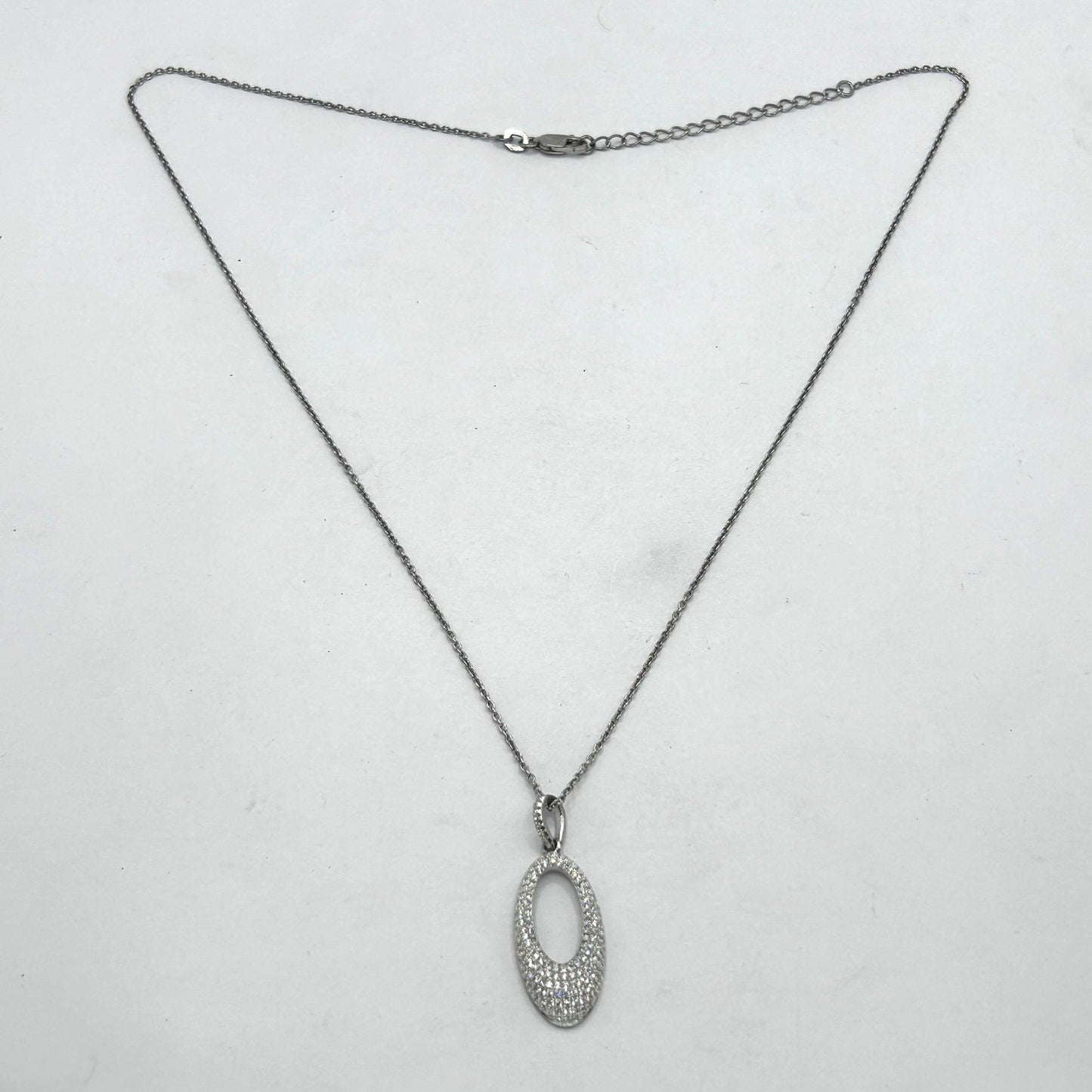 Set of 925 Sterling CZ Silver Earrings and 20" Necklace