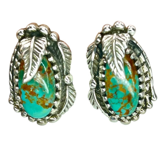 Carol Felley Navajo Sterling Silver Turquoise Earrings Stud Dangle Southwest