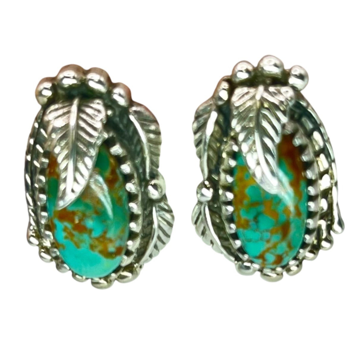 Carol Felley Navajo Sterling Silver Turquoise Earrings Stud Dangle Southwest