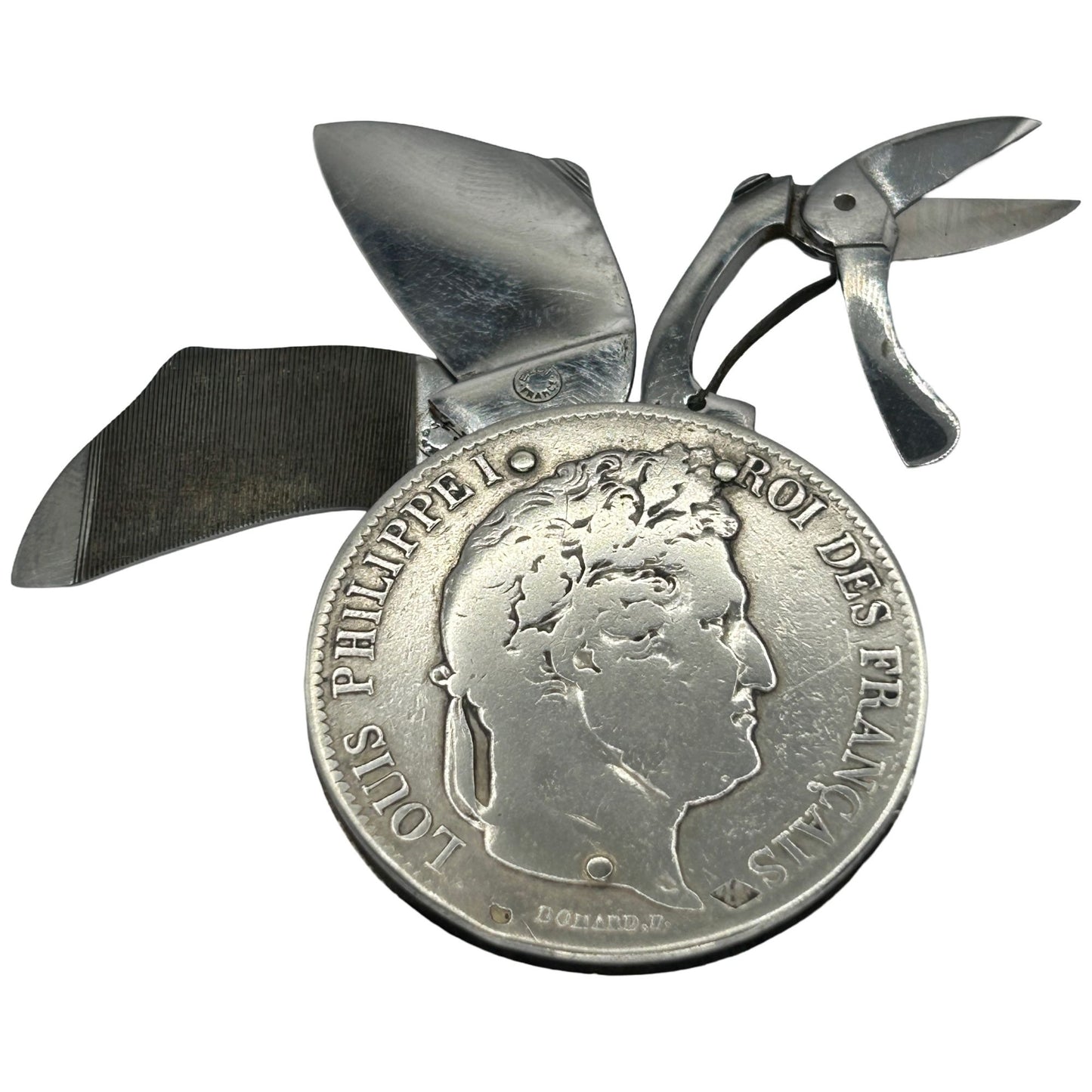 Silver Louis Philippei Des Francis 1840 5 Franc Coin made into a Manicure Set