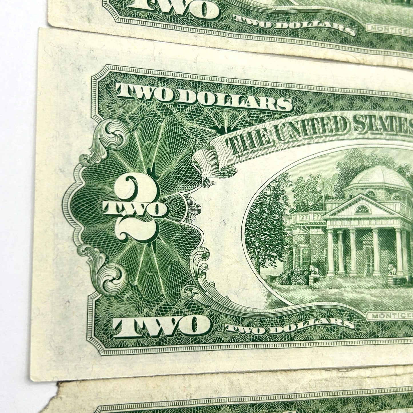 LOT OF 3 Series of 1928-G $2 Two Dollar Bill - Red Seal, Circulated, Slightly OC