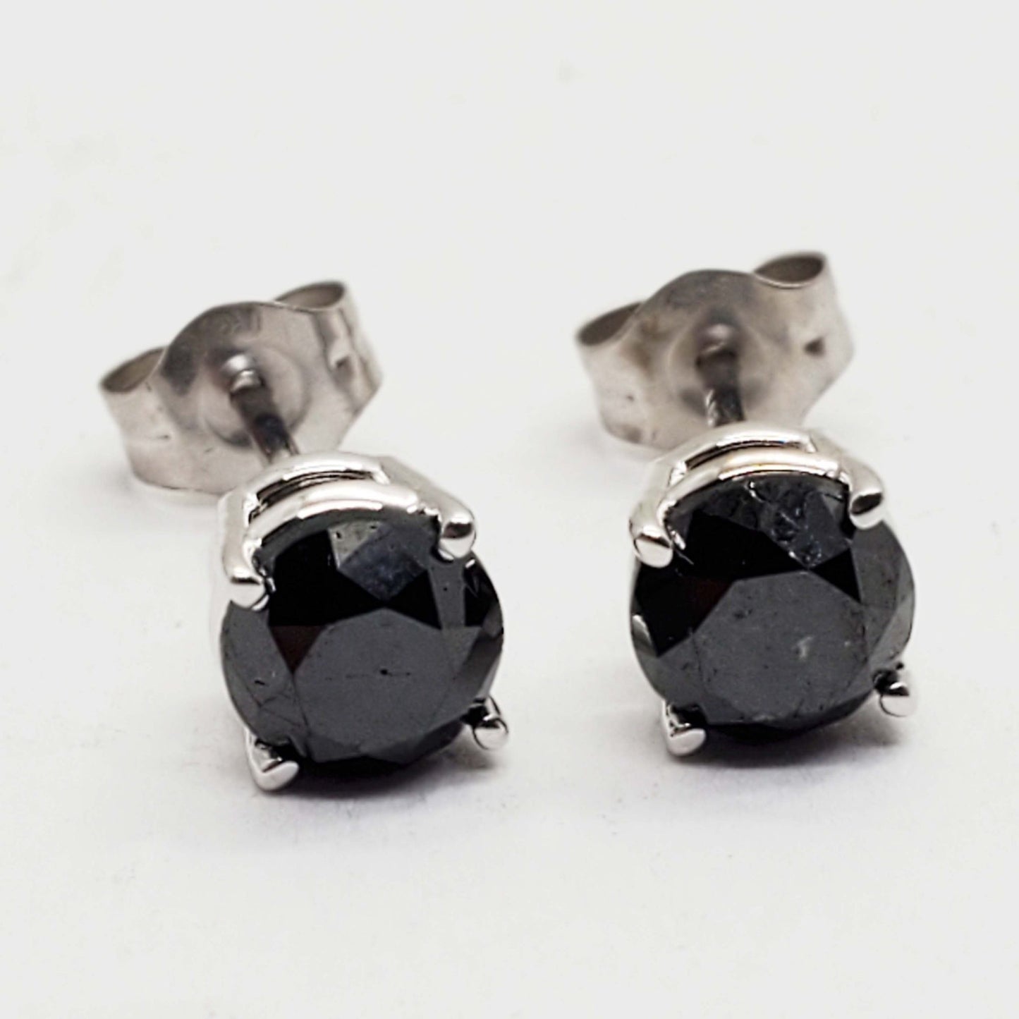 Lab-Created 0.5 ctw Black Diamond Stud Earrings 10k White Gold