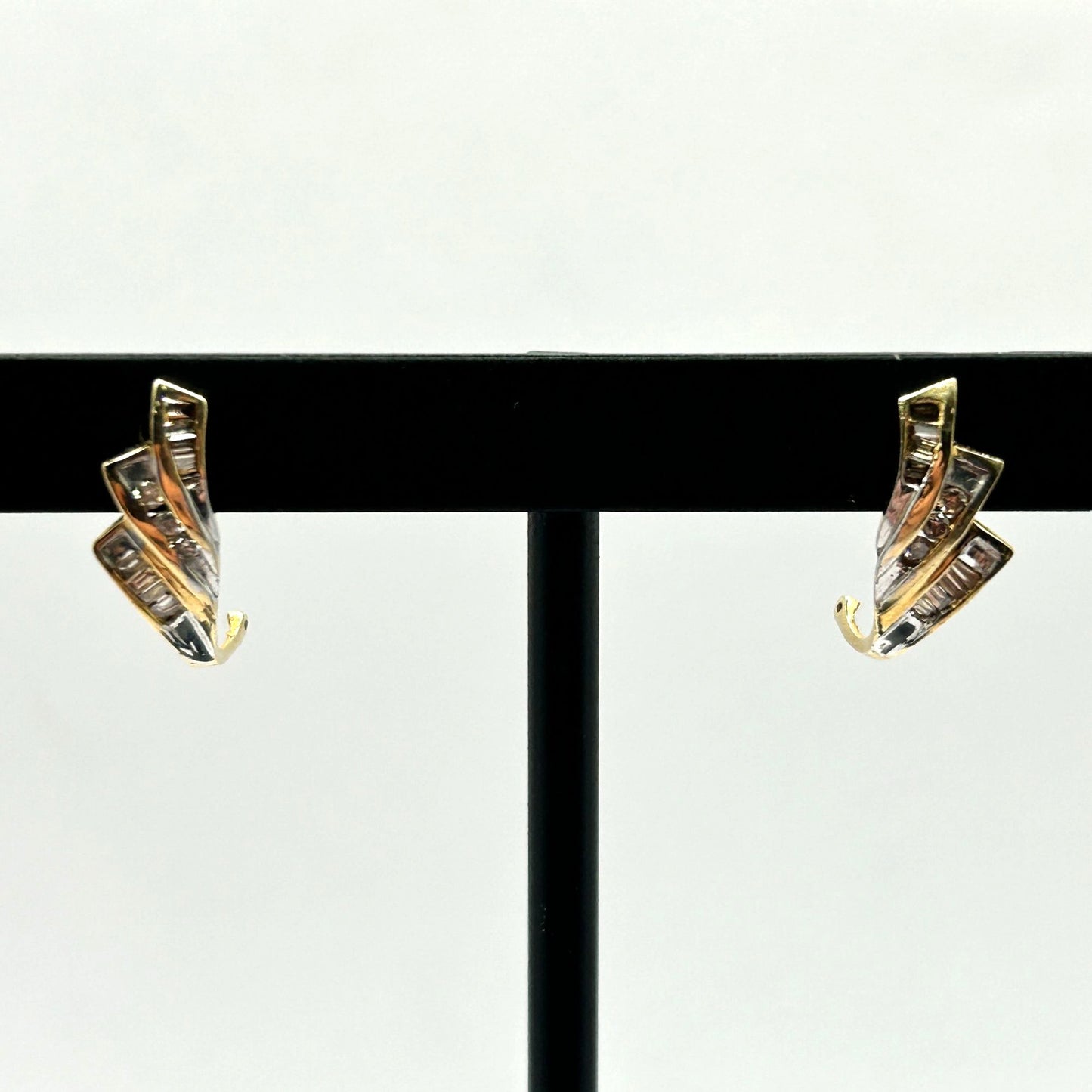 14k Yellow Gold Chocolate & White Diamond Stud Earrings