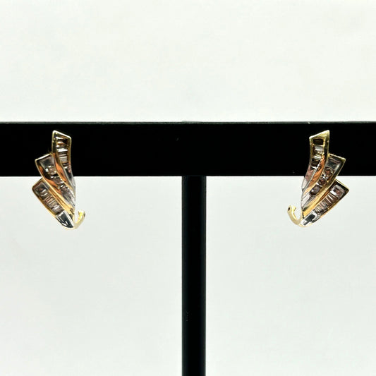14k Yellow Gold Chocolate & White Diamond Stud Earrings
