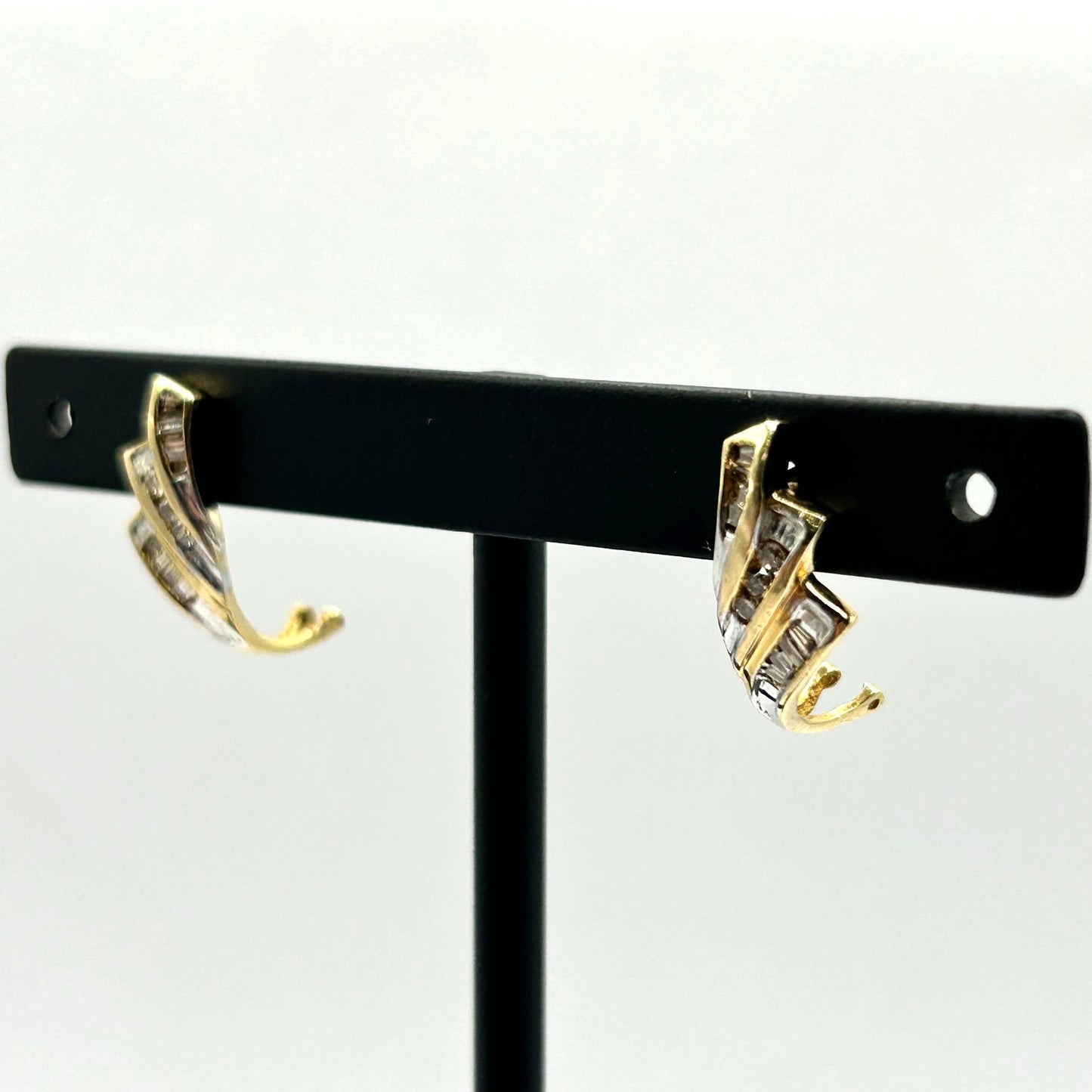 14k Yellow Gold Chocolate & White Diamond Stud Earrings