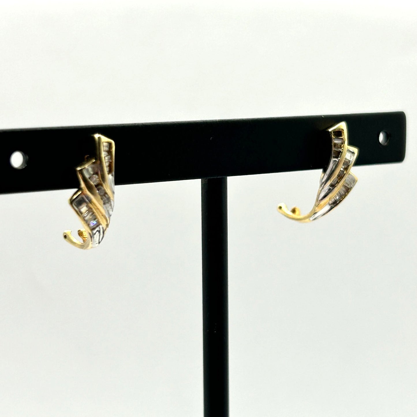 14k Yellow Gold Chocolate & White Diamond Stud Earrings