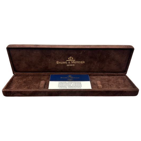 Vintage Brown Velvet Baume & Mercier Watch Box with Warranty Card (No Watch)