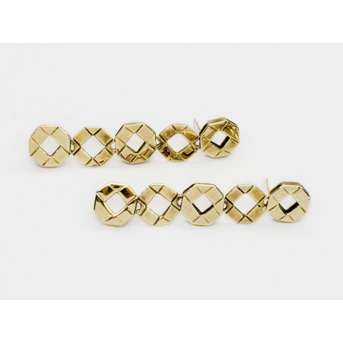 Open Octagon Link Dangle Earrings 14k Gold