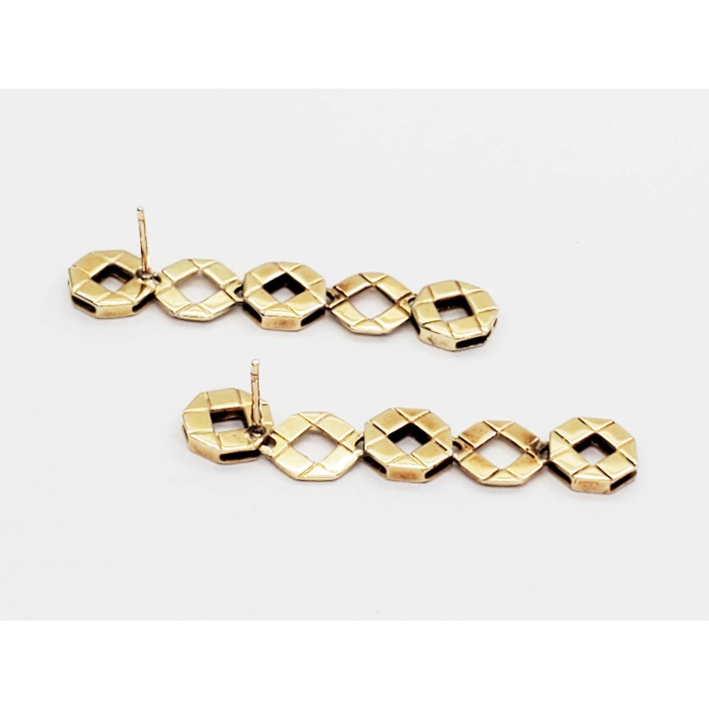 Open Octagon Link Dangle Earrings 14k Gold